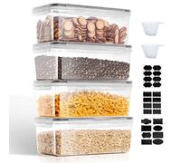 VINATO Boîte de Rangement Hermétique 3.2L avec Couvercle - Lot de 4 pour Céréales, Cuisine | Conservation Alimentaire Sans BPA, Plastique Transparent, Empilable