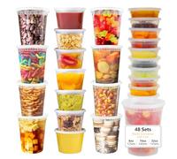 VINATO Boite Hermetique Alimentaire, 48pcs Boite Plastique Alimentaire, 12 X 950ml | 24 X 470ml | 12 X 240ml, Conservation & Congelation, Réutilisables Rangement Avec Couvercle, Micro-Ondes