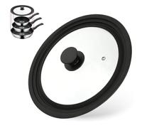 VINATO Couvercle Universel de 24/26/28 cm - 3 Tailles Couvercle pour Casserole en Verre et Poele, avec bord en silicone Gradué et Trou Vapeur, Résistant à la Chaleur, Sans BPA