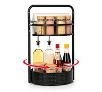 VINATO Étagère à Épices Rotative 360°, 2 Niveaux Rangement Epices Cuisine avec Porte-Serviettes en Papier, Plateau Tournant, Plateau à Épices Rotatif Métal, 25cm,pour Cuisine Salle de Bain Bureau