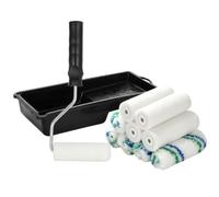 VINATO Kit Peinture 12 Pièces, 5x Rouleau Mousse + 5x Rouleau Velours + 1x Manche + 1x Bac Peinture, Petit Rouleau Peinture Mur Intérieur, Mini Rouleau pour Laque, Bois, Porte, Rénovation, Noir