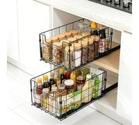 VINATO Lot de 2 Tiroir Coulissant Cuisine,Organiseurs de Tiroirs Extensibles Pliables pour Cuisine et Salle de Bain - Installation Sans Perçage Ni Vis,35x21.5x16 CM