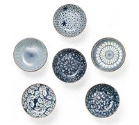 VINATO Lot de 6 Bols à Sauce Céramique 10 cm, Plat de Sauce Soja Céramique, Mini Soucoupes, Mini Bols à Sauce, 6 Motifs Décoratifs Uniques, Petits Bols pour Apéritif, Snacks, Trempette, Sauce de Soja