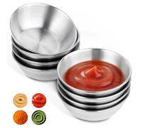VINATO Lot de 8 Petit Bol Inox, 140ml Bols à Sauce et Dips, Tapas, Snacks | Acier Inoxydable, Résistant Rouille, Empilable, 9x9x3,2cm, pour Tapas, Sauces, Dips, Sushi, Snacks, Cuisine, Restaurant, Bar