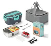 VINATO Lunch Box Chauffante Électrique 1.5L, Gamelle Chauffante 60W | Acier Inoxydable 304, Étanche, Technologie PTC, Pour Voiture/Camion/Bureau, Couverts + Sac Isotherme Inclus