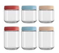 VINATO Overnight Oats Jar - Lot de 6 Bocaux en Verre avec Couvercle (3x480ml + 3x350ml) Hermétique | Pots Yaourts Empilables pour Stockage Alimentaire