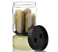 VINATO Pot Cornichon Retournable à Séparation Sec Liquide, 930 ml Pot à Cornichon Sablier Retournable, Bocal Hermétique en Verre, Sans BPA, Lave-vaisselle Sécurisé, pour Légumes, Olives & Fruits