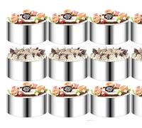 VINATO Set 26 pièces Mini Cercles à Entremets Ø6 cm INOX, Anneaux à Dessert sans Soudure avec Spatule & Pochoirs, Antiadhésif, Lave-Vaisselle, pour Mousse, Pâtisserie, Burger