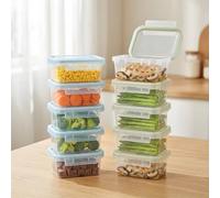 VINATO Set de 10 Boîtes de Conservation - 300ml, Sans BPA, Empilables, Pour Congélateur & Micro-Ondes, Idéal Meal Prep, Collations & Stockage, 10 Étiquettes