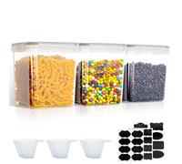 VINATO Set de 3 Boîtes de Conservation 2.5L - Récipients Hermétiques Sans BPA avec 24 Étiquettes & 3 Tasses à Mesurer, Idéal pour Céréales et Farine