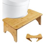 VINATO Tabouret Toilette Pliable en Bambou, Marche Pied Toilette 17cm Anti-Dérapant, Repose-Pied Ergonomique pour Salle de Bain, Adulte & Sénior