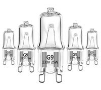 VINBE Lampe halogène spéciale G9 25W pour lampe de four à micro-ondes et lampe de four ， Lampe halogène 230V tolérant jusqu'à 300 degrés C (lot de 5)