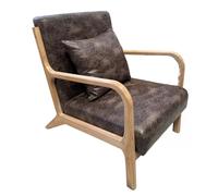 VINCENT - Fauteuil Scandinave marron aspect cuir vintage Marron