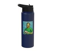 VINCENT MONTRE L’AMOUR DU FOOTBALL DANS UN PORTRAIT VERT Stainless Steel Insulated Water Bottle