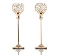 VINCIGANT Chandeliers Bougeoirs en Verre De Cristal Or pour la Décoration De Centres De Table De Salle à Manger De Maison De Mariage, Cadeaux De Pendaison De Crémaillère, 2Pcs 35 cm de Hauteur