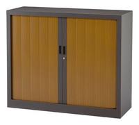 Armoire basse à rideaux monoblocs Generic 100 x 120 cm - anthracite/merisier