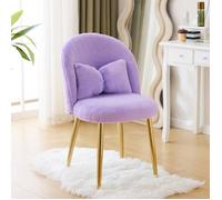 VINGLI Fauteuil Relax, Chaise Coiffeuse, Fauteuil avec Coussin Nœud, Dossier Incurvé sans Accoudoirs en Peluche Lapin, Violet