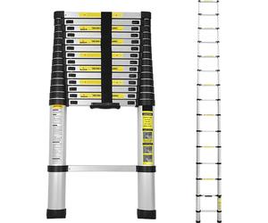 VINGO 4.4M Echelle télescopique Aluminium Echelle multi-usages Protection anti-pince-doigts Echelle d'extension Pliable Aluminium Antidérapant jusqu'à 150 KG