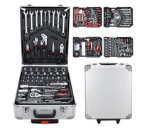 VINGO Mallette à outils 1031 pièces en aluminium Caisse à outils remplie Set verrouillable Sac à outils Trolley à 4 niveaux Valises à roulettes¡