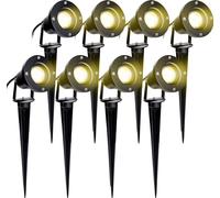 VINGO Pack de 8 projecteurs de jardin avec piquet de terre 4W GU10 LED IP65 étanche Eclairage de jardin avec fiche Blanc chaud 3000K Lampe d'extérieur pour arbre,étang,jardin