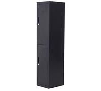 Vinsetto Armoire à casiers à 4 Niveaux, casier vestiaire métallique avec 2 Portes verrouillables à 2 clés, Tringle de Suspendre, Armoire de Rangement de Bureau, Garage, école, 38 x 46 x 180 cm, Noir