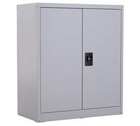 Vinsetto Armoire de Bureau Métallique, 80 x 40 x 92,5 cm, Meuble de Rangement en Acier avec Serrure, 2 Portes et Étagère Réglable, Classeur Rangement Documents pour Bureau ou Garage, Gris
