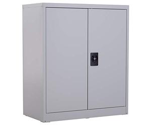 Vinsetto Armoire de Bureau Métallique, 80 x 40 x 92,5 cm, Meuble de Rangement en Acier avec Serrure, 2 Portes et Étagère Réglable, Classeur Rangement Documents pour Bureau ou Garage, Gris