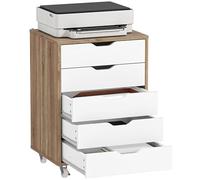 Vinsetto Caisson Bureau Mobile avec 7 Tiroirs 47,5x39,5x90cm Blanc Chêne