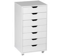 Vinsetto Caisson de bureau à roulette meuble rangement bureau avec 7 tiroirs organisateur pour documents, format A4 ou lettres