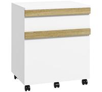 Vinsetto Caisson de Bureau à roulettes 2 Tiroirs 48 x 40 x 59,5 cm Blanc | Meuble de Rangement Mobile, Trieur à Dossiers
