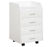 Vinsetto Caisson de bureau meuble de bureau sur roulettes 4 tiroirs coulissants MDF et panneaux de particules dim. 40L x 36l x 65H cm blanc