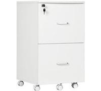 Vinsetto Caisson de bureau rangement bureau sur roulettes 2 tiroirs verrouillables 2 clés fournies MDF panneaux particules blanc Blanc G