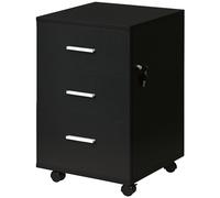 Vinsetto Caisson de Bureau Rangement Bureau sur Roulettes 3 Tiroirs Verrouillables 40 x 41,5 x 61,5 cm Noir