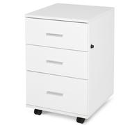 Caisson de bureau rangement bureau sur roulettes 3 tiroirs verrouillables dim. 40L x 41,5l x 61,5H cm blanc