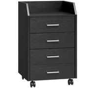 Vinsetto Caisson de bureau rangement sur roulettes 4 tiroirs coulissants en bois 40 x 36 x 65 cm noir