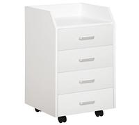 Vinsetto Caisson de bureau rangement sur roulettes 4 tiroirs coulissants MDF et panneaux de particules dim. 40L x 36l x 65H cm blanc