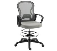 Vinsetto Chaise Bureau Ergonomique, Fauteuil de Bureau avec Repose-Pieds et Accoudoirs, Chaise à Dessin en Maille, Hauteur Réglable, Soutien Lombaire, Pivotant 360°, pour Studio, Gris