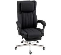 Vinsetto Chaise Bureau Fauteuil de Bureau Chaise Ergonomique Hauteur réglable Dossier inclinable accoudoirs Repose-Pieds et Appui-tête siège de Bureau à roulettes pivotantes 65x61x105-113cm Noir