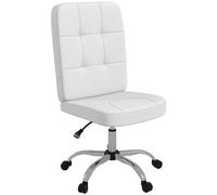 Vinsetto Chaise Bureau sans Bras Charge 120 kg 45x59x90-100 cm Blanc | Chaise pivotante de bureau, similicuir, réglable en hauteur, style moderne