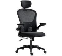 Vinsetto Chaise de Bureau à Dossier Haut en Maille avec appuie-tête Rotatif, Soutien Lombaire 4D, Bras Rabattable, Hauteur réglable, Noir