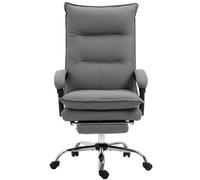 Vinsetto Chaise de Bureau avec Fonction de Massage, Fonction de Chauffage, Télécommande, Repose-Pieds Rétractable, Inclinable, Gris