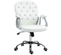 Vinsetto Chaise de Bureau, Chaise de Bureau Ergonomique avec Accoudoir, Dossier Rembourré Blanc