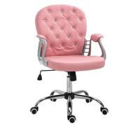 Vinsetto Chaise de Bureau Chaise de Bureau Ergonomique avec Accoudoir Dossier Rembourré Chaise d'Ordinateur en Similicuir Réglable en Hauteur, Rose