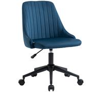 Vinsetto Chaise de bureau design contemporain pivotante 360° ergonomique dossier strié hauteur réglable revêtement velours 50 x 58 x 85 cm bleu