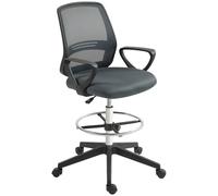 Vinsetto Chaise de Bureau Ergonomique avec Accoudoirs et Repose-Pieds Réglable en Hauteur Tissu Mesh Gris