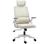 Vinsetto Chaise de Bureau Ergonomique avec Appui-tête réglable, Soutien Lombaire, accoudoir, Chaise pivotante réglable en Hauteur avec Fonction Bascule, Toile en Maille, Chaise d'ordinateur Beige