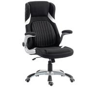 Vinsetto Chaise de Bureau Ergonomique en Tissu Effet Lin avec Support Lombaire, Hauteur Réglable, Bascule, Noir