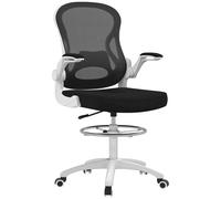 Vinsetto Chaise de Bureau Ergonomique en Tissu Respirant avec Hauteur Réglable et Accoudoirs Rabattables, 59x65x110-130 cm