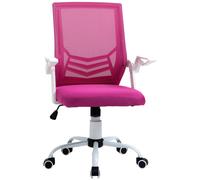 Vinsetto Chaise de Bureau Ergonomique Hauteur Réglable avec Accoudoirs Pliables, Chaise de Bureau Rembourrée Pivotante à 360° avec Fonction Bascule, en Tissu Aspect Lin, Rose