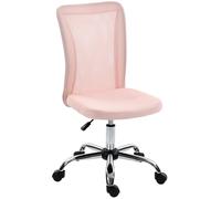 Vinsetto Chaise de bureau ergonomique hauteur réglable piètement chromé pivotant 360° revêtement maille rose